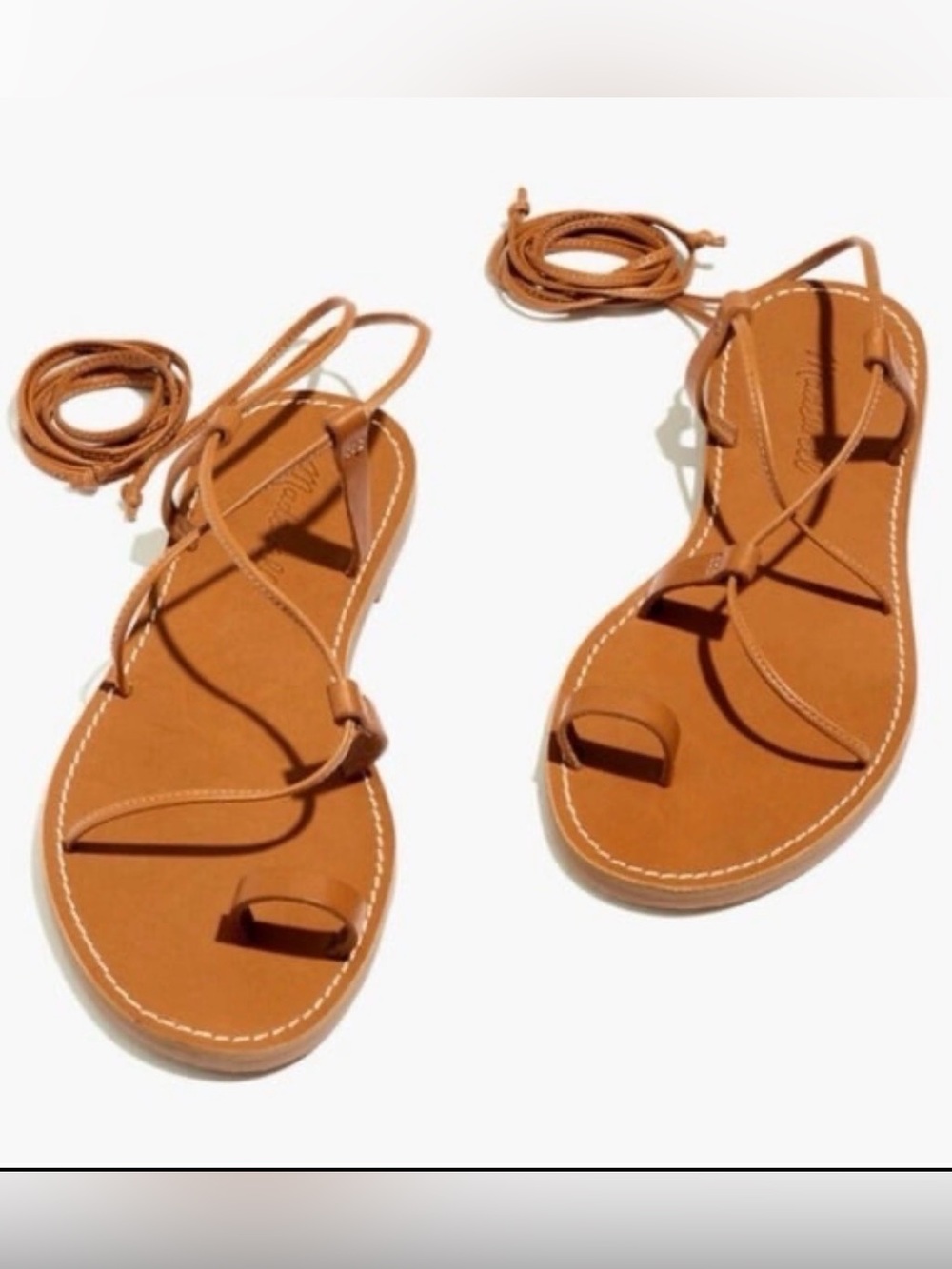 Madewell Boardwalk Toe Loop Brown Leather Strappy Gladiator Sandals NWOB Size 5